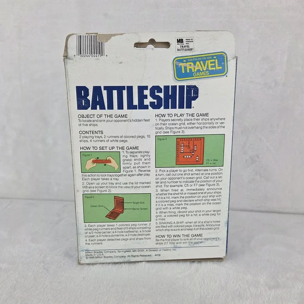Vintage 1989 MB Travel Battleship Game Complete Milton Bradley Pocket Edition